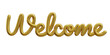 © adin - welcome text one line gold isolated on white background. 3d illustration