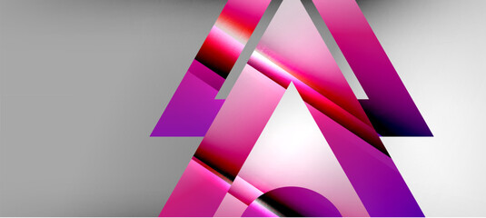 Poster - Trendy minimal geometric composition abstract background. Shadow lines and lights on glossy triangles backdrop. Vector Illustration For Wallpaper, Banner, Background, Card, Book Illustration