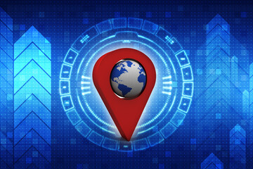 Fototapete - 3d rendering Red map pointer