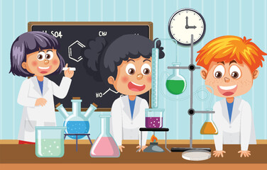Wall Mural - student doing science experiment in laboratory