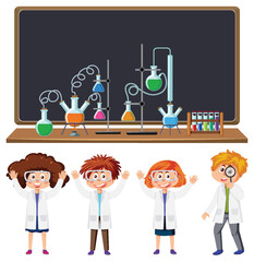 Wall Mural - Scientist and student doing chemistry experiment