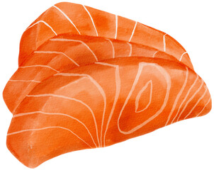 salmon sashimi watercolor hand-drawing PNG