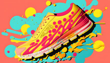 Illustration Of A Colorful Sneaker, Concept Of Running Sport
