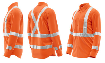 Wall Mural - Hi-Vis Work Shirt for Men- Long Sleeves, superb Uniforms & Workwear  Orange