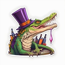 Crocodile Magician Sticker Colorful Made With Generative AI