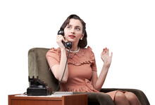 Vintage Style Woman Talking On The Phone
