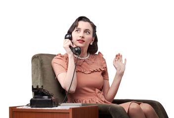 Vintage style woman talking on the phone