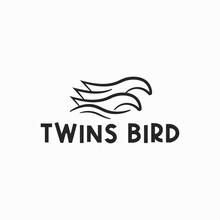 Modern Twins Bird Logo Design Vector Idea Concept : Premium Twins Dove Logo Business Vector Design Template