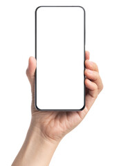 Poster - Hand holding smartphone with blank screen,mockup with copy space for advertising online