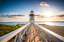 Brant Point Lighthouse At Entrance Of Nantucket Harbor, Nantucket, Massachusetts, USA
