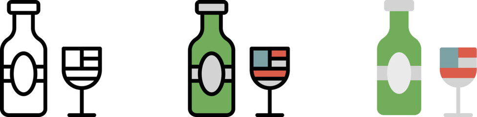 Poster - Drink alcohol goblet vector icon in different styles. Line, color, filled outline