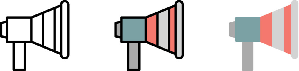 Poster - Marketing microphone vector icon in different styles. Line, color, filled outline