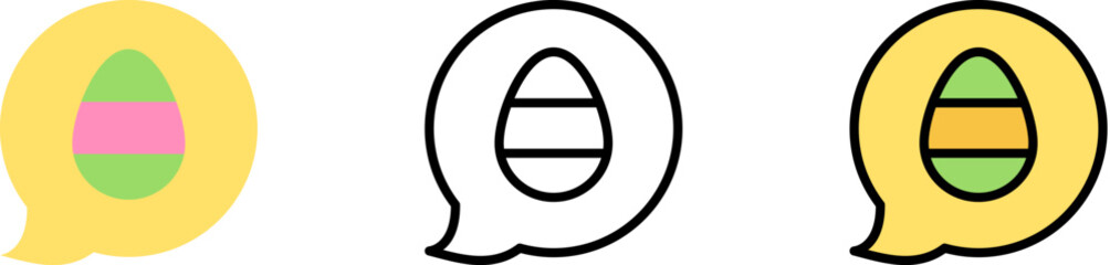 Poster - chat egg outline color vector icon in different styles. line, color, filled outline