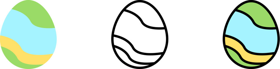 Poster - Egg Easter outline color vector icon in different styles. Line, color, filled outline