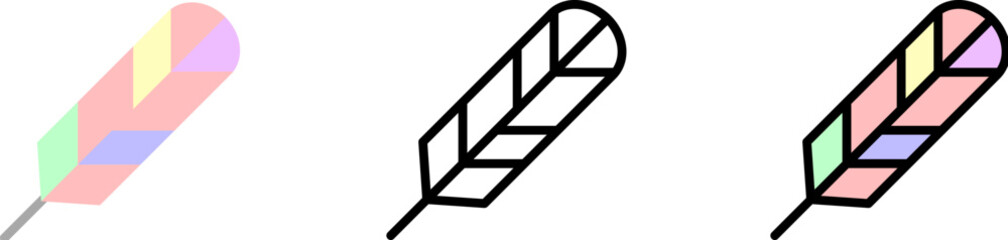 Poster - Feather, wing vector icon in different styles. Line, color, filled outline