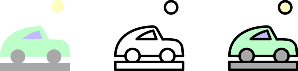 Poster - Car, transport vector icon in different styles. Line, color, filled outline