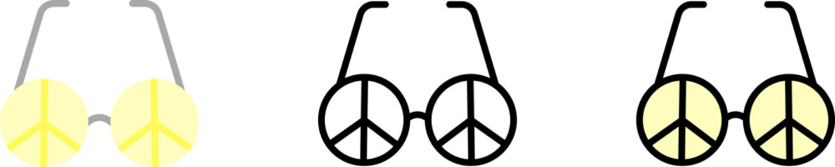 Poster - Glasses, peace vector icon in different styles. Line, color, filled outline