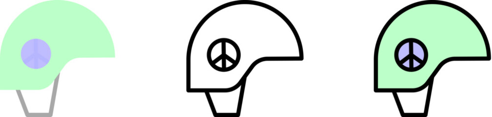 Poster - Helmet, peace vector icon in different styles. Line, color, filled outline