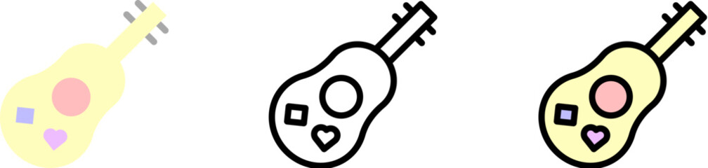 Poster - Quitter, musical instrument vector icon in different styles. Line, color, filled outline