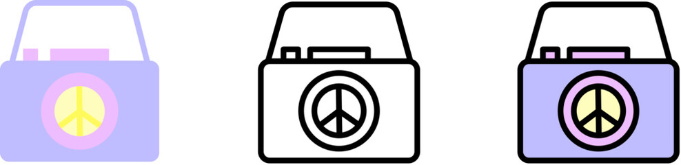 Canvas Print - Camera, peace vector icon in different styles. Line, color, filled outline