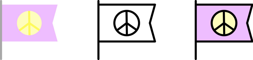 Poster - Flag, peace vector icon in different styles. Line, color, filled outline