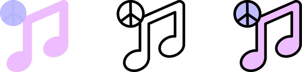Poster - Note, peace vector icon in different styles. Line, color, filled outline