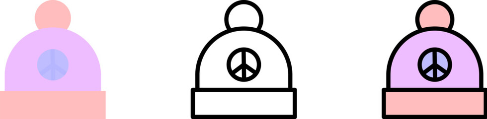 Poster - Hat, peace vector icon in different styles. Line, color, filled outline