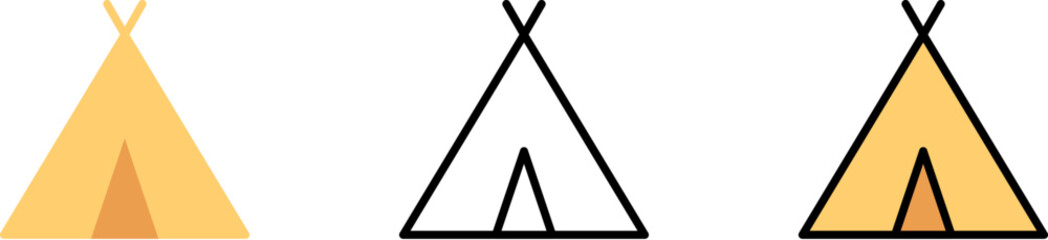 Poster - Tent vector icon in different styles. Line, color, filled outline