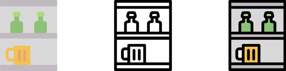 Poster - Beers, goblets, shelf vector icon in different styles. Line, color, filled outline