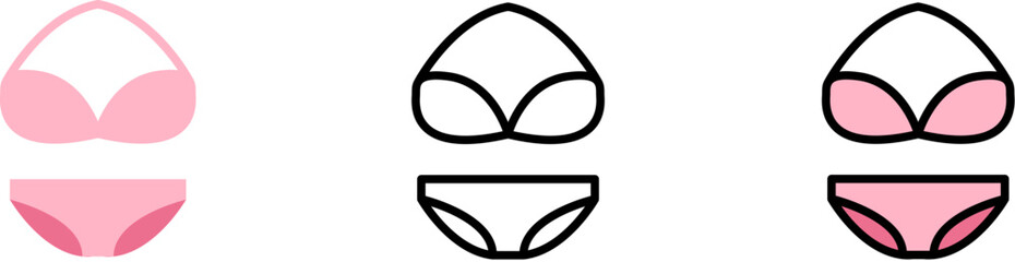 Poster - Swimsuit, clothes vector icon in different styles. Line, color, filled outline