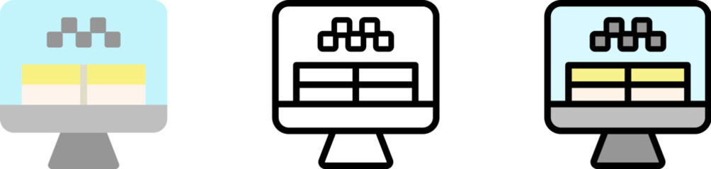 Fototapete - Reservation, computer vector icon in different styles. Line, color, filled outline