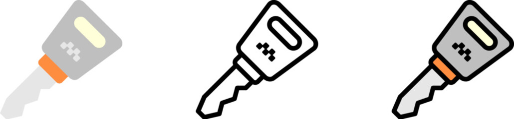 Poster - car key vector icon in different styles. line, color, filled outline
