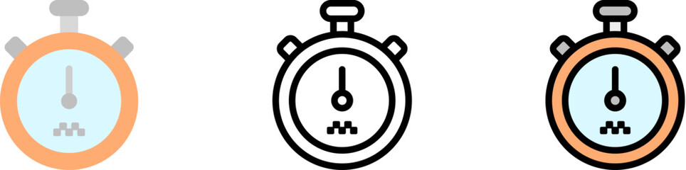 Poster - Stopwatch vector icon in different styles. Line, color, filled outline