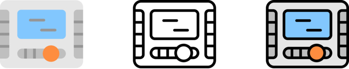 Fototapete - Monitor vector icon in different styles. Line, color, filled outline