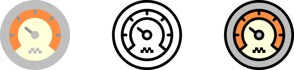 Poster - Speedometer vector icon in different styles. Line, color, filled outline