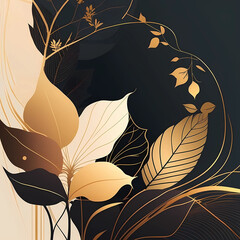 Golden leaf and floral background
