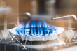 © Ирина Гутыряк - burning gas burner and graphs with data, reduction in natural gas prices