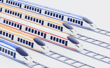 Wall Mural - Cartoon high-speed train in the white background, 3d rendering.