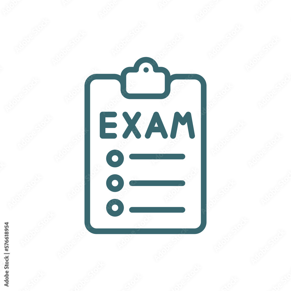 exams icon. Thin line exams, exam icon from education collection. Outline vector isolated on white background. Editable exams symbol can be used web and mobile