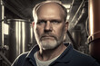 © alexkoral - portrait of a male brewer at modern brewery. Generative AI