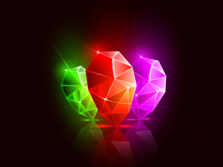 Poster - 3d Gems Vector Illustration.