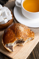 Wall Mural - slices of bread with chocolate butter on the table