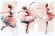 水彩は、踊るバレリーナを分離しました。手描きのクラシック バレエのパフォーマンス。generative ai、ピンクのドレスを着た若い女性の絵画セット。