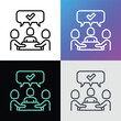 Collaboration, teamwork thin line icon: people at brainstorm. Successful communication. Modern vector illustration.