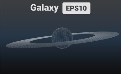 Wall Mural - Vector illustration of a spiral galaxy represented as wireframe mesh