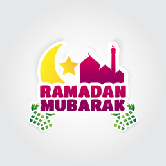 Canvas Print - Ramadan mubarak greeting illustration with ketupat