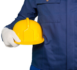 Wall Mural - Worker man with helmet on background