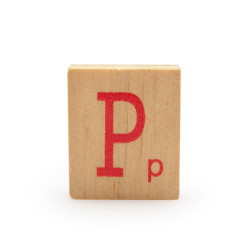 wooden block letter isolated on white background