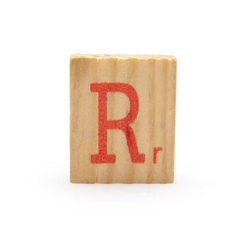 wooden block letter isolated on white background