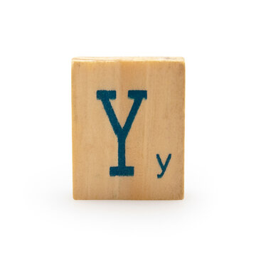 wooden block letter isolated on white background